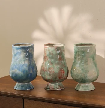 Ice Crack Glaze Creative Ceramic Vase Kiln Change Glaze Handmade Goblet Desktop Decor Ornament Romantic Style