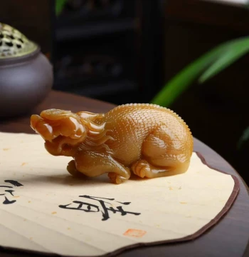 Natural Hetian Jade Ware Factory Store Xinjiang Qiemo Material Aged Material Full Sugar Color Jade Pixiu Hand Piece Small Ornament