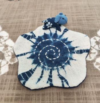 Handmade Tie-Dye Plant Dyeing 3D Coaster Tea Table Ornament Fabric Decoration Heat Insulation Free SF Express Shipping on Orders Over 68 Yuan
