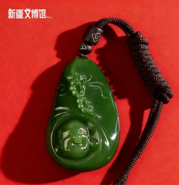 Xinjiang Museum Hetian Jade Hand Piece Pendant Unique Mutton Fat White Jade Maitreya Gift for Elders Birthday