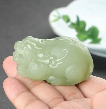 Xinjiang Natural Hetian Jade Pixiu Hand Piece Men's Portable Play Piece Pi Qiu Jade Hand Piece Women's Includes Certificate