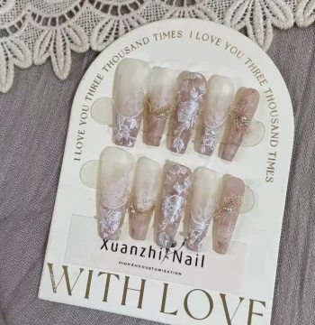 [Tie-Dye Lace] New Chinese Style French Vintage Fabric Press-On Nails Pure Handmade Premium High-End Custom Nail Art