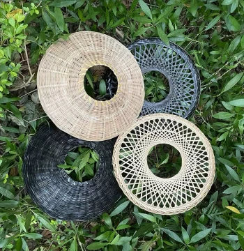 Premium Bamboo Woven Conical Hat, Round Ancient Costume Martial Arts Photography Prop, Dance Accessory, Hollow Design for Wall Mural Decoration