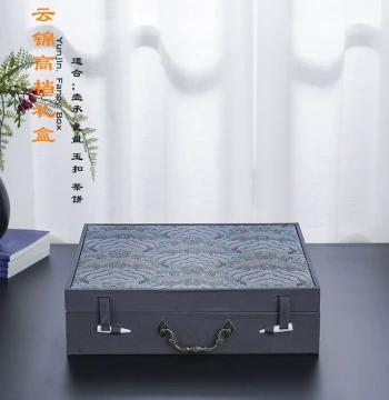Jingdezhen Handmade Gift Cloud Brocade Box Teapot Stand Porcelain Plate Inkstone Washing Appreciation Plate Antique Ornament Packaging Empty Gift Box