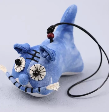 Ethnic Style Handmade Blue-Dye Fabric Animal Tie-Dye Tiger Pendant Ornament Decoration Dyed Tiger Fabric