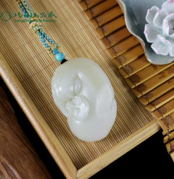 Yuyuan Natural Hetian Jade - Xinjiang White Jade Seed Material Solo Carving 'Bestow Title' Hand Piece, Master Craftsmanship
