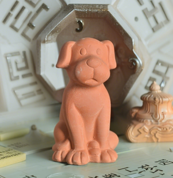 Fortune and Home-Protecting Five Elements Dog Terracotta Figurine, Missing Corner Remedy for Northwest, Handmade Red Clay Puppy Ceramic Ornament