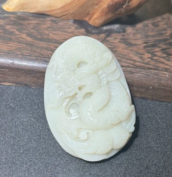 New Guizhou Luodian Jade Carved Hand Piece - 'Dragon Rules the World' White Jade Ornament with Free Shipping 155g
