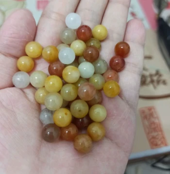 441 Xinjiang Natural Golden Silk Jade Round Loose Beads: Huanglong Jade Stone DIY Accessories for Stringing Bracelets, 8.5mm
