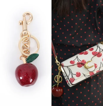 Cherry Charm Extension Chain for Coach Bags, Strawberry Pendant Accessory, Apple Decorative Chain Modification