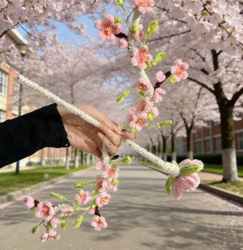 Peach Blossom Bow and Arrow Pipe Cleaner Handmade DIY Material Kit Spring Atmosphere Photo Prop Gift for Girlfriend Best Friend