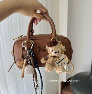 Bag Charm Keychain with Handmade Lanyard