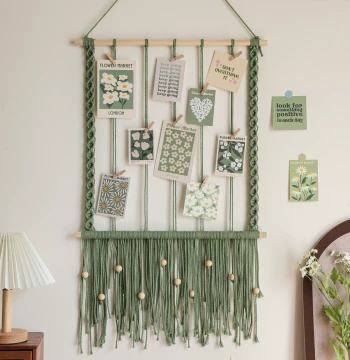 Photo Storage Display Tapestry, Hand-Woven Ins Tassel Charm, Kindergarten Environment Creation Decor, Artistic Background Wall