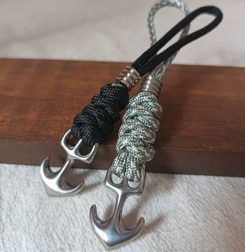 Titanium Steel Solid Anchor Braided Paracord Keychain Pendant, Decorative Backpack Charm, EDC Outdoor Knife Drop Ornament Rope