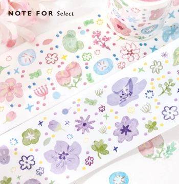 Xin De Lian Ren 5cm Extra Wide Die-Cut Washi Tape 'Branches Floral' Fresh Floral Watercolor Japanese Style Versatile Journal Sticker Tape for DIY Collage and Planner Decoration