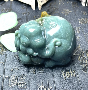 Xinjiang Hetian Jade Seed Material Elephant Hand Piece - River-Worn Single Seed with Yellow Skin, 'Promotion & Rank' Hand-Carved Ornament