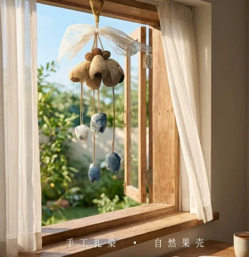 Tie-Dye Wind Chime, Indonesian Fruit Shell Rattle, Handmade Shell Wind Chime, Original Pangi Specialty Handbell