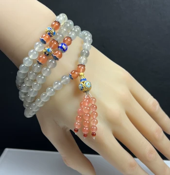 Natural Jade Yunnan Huanglongyu Gold Sand Fine Sparkle Buddhist Beads 7mm 108 Beads Bracelet Necklace Dual-Use