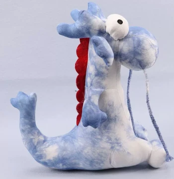 Indigo Dyed Fabric Animal Tie-Dye Dragon Ornament Year of the Dragon Decoration Handmade Tie-Dye Indigo Large Dragon