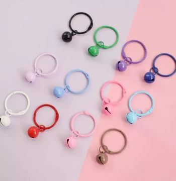 Colorful Round Keychain Bell Hanging Ornament DIY Accessory Handmade Decoration Metal Key Ring Stainless Steel