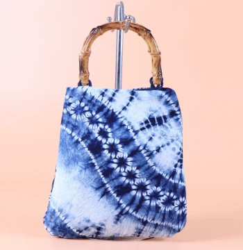 Yunnan Dali Bai Ethnic Handmade Tie-Dye Indigo Fabric Small Bag Plant-Dyed Pure Cotton Tote Bag