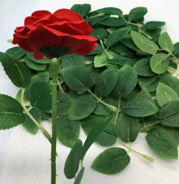 Artificial Rose Leaves and Flower Stems, Handmade Material Decorative Floristry Tape, Green Artificial Flower DIY Bouquet