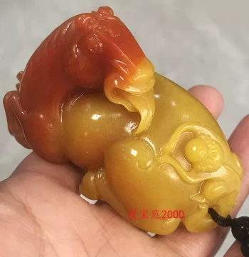 Huanglong Jade "Immediate Promotion" Carving Piece Jade Zodiac Horse Monkey Collectible Tea Pet Wealth Attracting Luck Enhancing Ornament Horse Monkey Play Piece