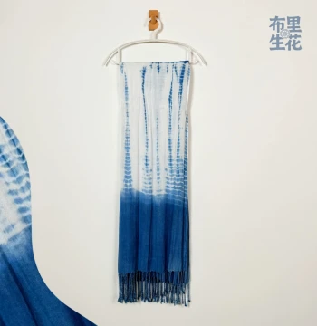 Ethnic Style Tie-Dye Handmade Fabric Shawl - Plant-Based Blue Dye Retro Sun-Protection Scarf