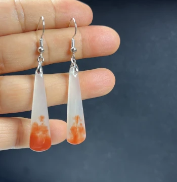 Natural Jade Yunnan Yellow Dragon Jade Long Bar Earring Hooks, Premium Jewelry Ice Variety Earrings, New Style Gift