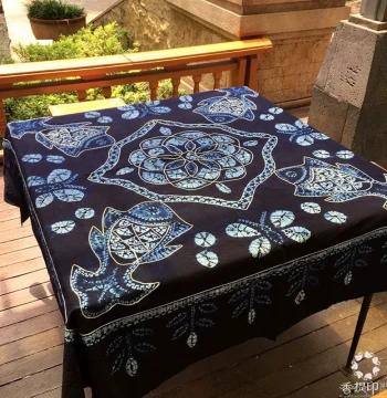 Yunnan Dali Ethnic Style Traditional Home Craft Bai Folk Handmade Tie-Dye Tablecloth Counter Cloth Tea Table Fabric