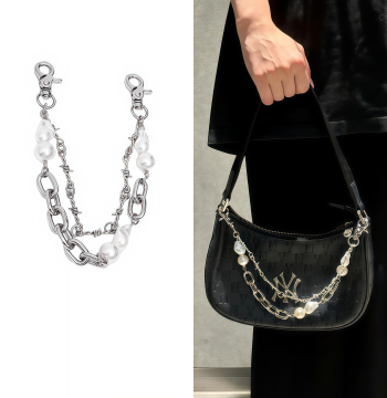 Underarm Bag Chain Pearl Decorative Metal Double Chain