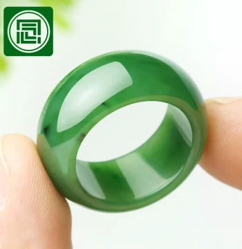 Nianyu Xinjiang Hetian Jade Thumb Ring Spinach Green Small Size Natural Jasper Ring Men's Jade Hand Piece