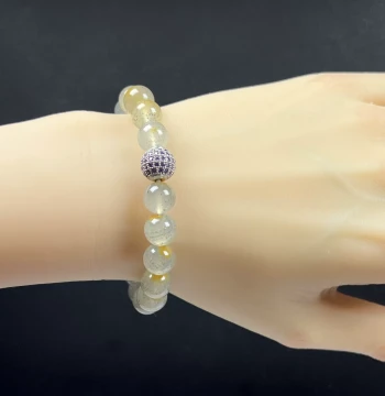 Natural Jade Fine Jewelry Yunnan Yellow Dragon Jade Gold Sand 10mm Buddha Beads Bracelet Shiny Ladies' Beaded Chain