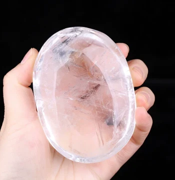 New Natural White Crystal Handheld Ornament - Large Raw Mineral Stone for Pocket Play and High Transparency Display