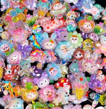 Fine Glitter Crystal 3D Stereo Cartoon Resin Hair Clip, Water Cup Pendant, Creative Handmade Decor DIY Accessories Material Kit