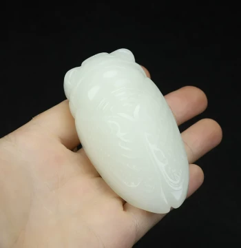 Xinjiang Hetian Jade Cicada Startling the World Pendant Hand Piece White Jade Cicada Wealth Around Waist Jade Pendant Hand Play Piece Jade Drop