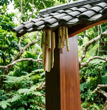 Bamboo Wind Chime, Outdoor Chinese Style Balcony Pendant, Bamboo Hanging Ornament, Hotel Homestay Premium Camping Decor, Natural Handmade