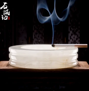Shichengji Natural Jade Ashtray Large Office Chinese Style Living Room Ornament Home Creative Gift Wheel