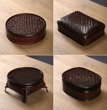Bamboo Woven Japanese Style Large Lacquer Retro Food Box Storage Basket Round Lidded Tea Set Storage Box Lacquerware Gift Basket Handheld Basket