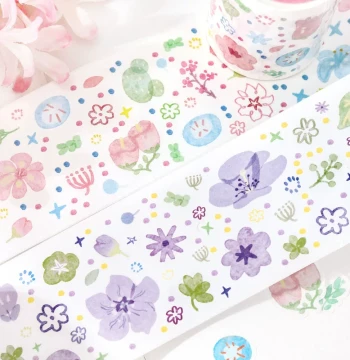 Xinde Lovers Washi Tape Assortment, Branch & Floral Fresh Watercolor Flower Patterns for Bullet Journal DIY Collage Decoration