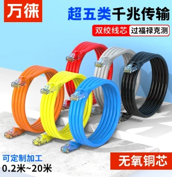 Pure Copper Cat 5e Computer Broadband Ethernet Cable, 1m/2m/3m/10m/20m Router Cabinet Finished Network Patch Cord, 8-Core