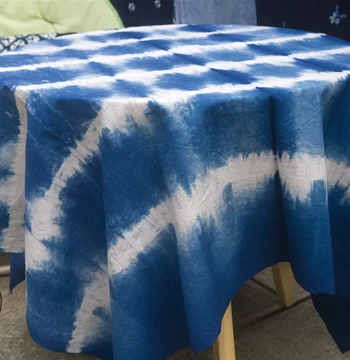 Yunnan New Fabric Blue Dye Handmade Tie-Dye Tablecloth, Specialty Fabric for Hotel and Homestay Decoration, Water Ripple Pattern