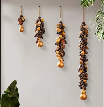Vintage Hemp Rope Handmade Fruit Wild Berry String Bodhi Wall Hanging Gourd Decoration for Restaurants Bars and Inns