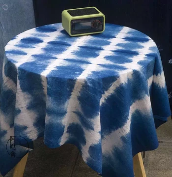 Yunnan New Style Pure Cotton Blue-Dyed Handmade Tie-Dye Tablecloth, Specialty Fabric with Water Ripple Pattern for Hotel and Homestay Decoration