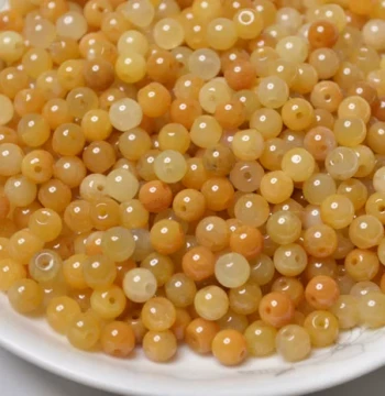 Natural A-Grade Old Yellow Jade, Huanglong Jade Loose Beads, Gobi Golden Silk Jade Beads, Graded by Jade Color Depth