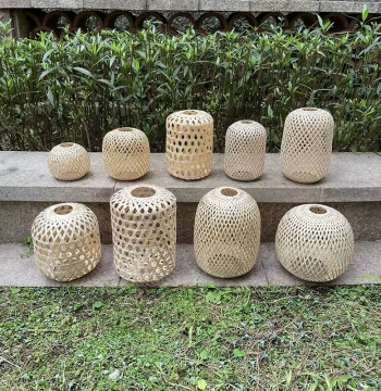 Premium Handmade Bamboo Woven Lantern with Lampshade, Home Pendant Light, Retro Zen Leisure Decoration with Bulb and Socket