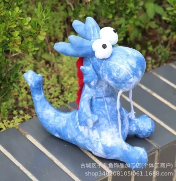 Indigo-Dyed Fabric Animal: Handmade Tie-Dye Dragon Ornament for Year of the Dragon Decor