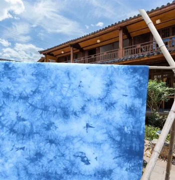 Compatible Full Cotton Pure Handmade Tie-Dye Fabric Finished Product Blue Dyed Cloud Dyed Fabric Curtain Background Clothing Tablecloth Tea Mat DIY Fabric