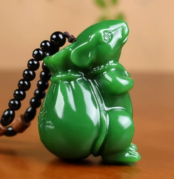 Natural Hetian Jade Jasper Money Bag Jade Rabbit Hand Piece, Xinjiang Jade Zodiac Rabbit Peace Jade Pendant