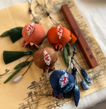 Zhijian Lu Embroidery Patchwork Handmade DIY Kit Pomegranate Pendant Home Decor Ornament Creative Gift Chinese Style